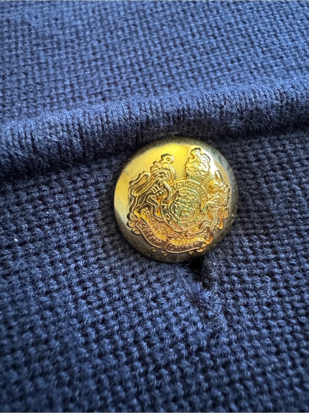 Lauren Ralph Lauren Navy Knit Blazer Gold Buttons Size XL - Picture 7 of 7